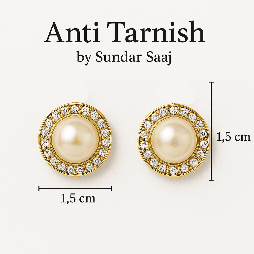 Floral Zircon Pearl Studs - Image 4