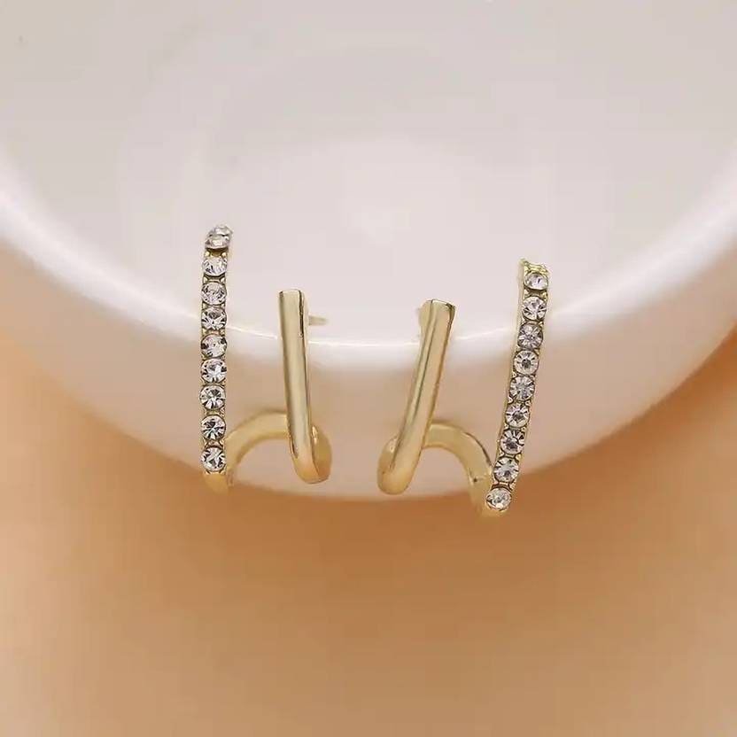 Golden Zircon Stud Earrings