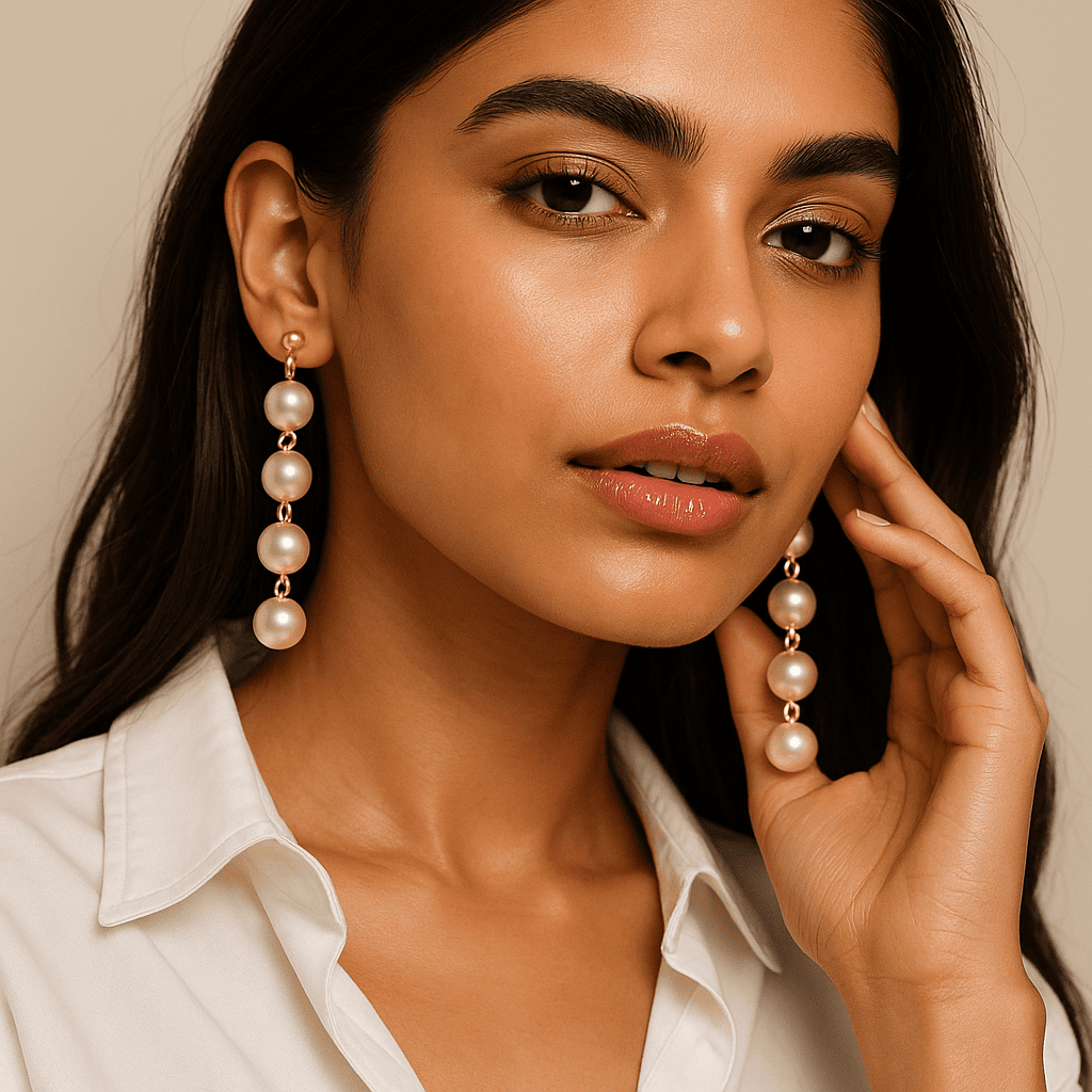 Three Tier Pearl Earrings - Image 2