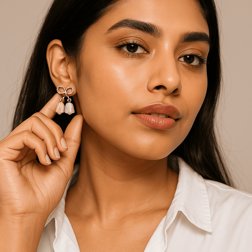 Bow Tulip Stud Earrings - Image 2