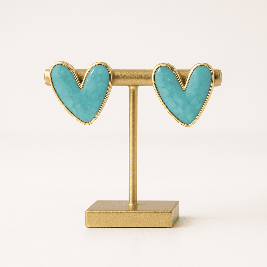 Aqua Hearts Studs