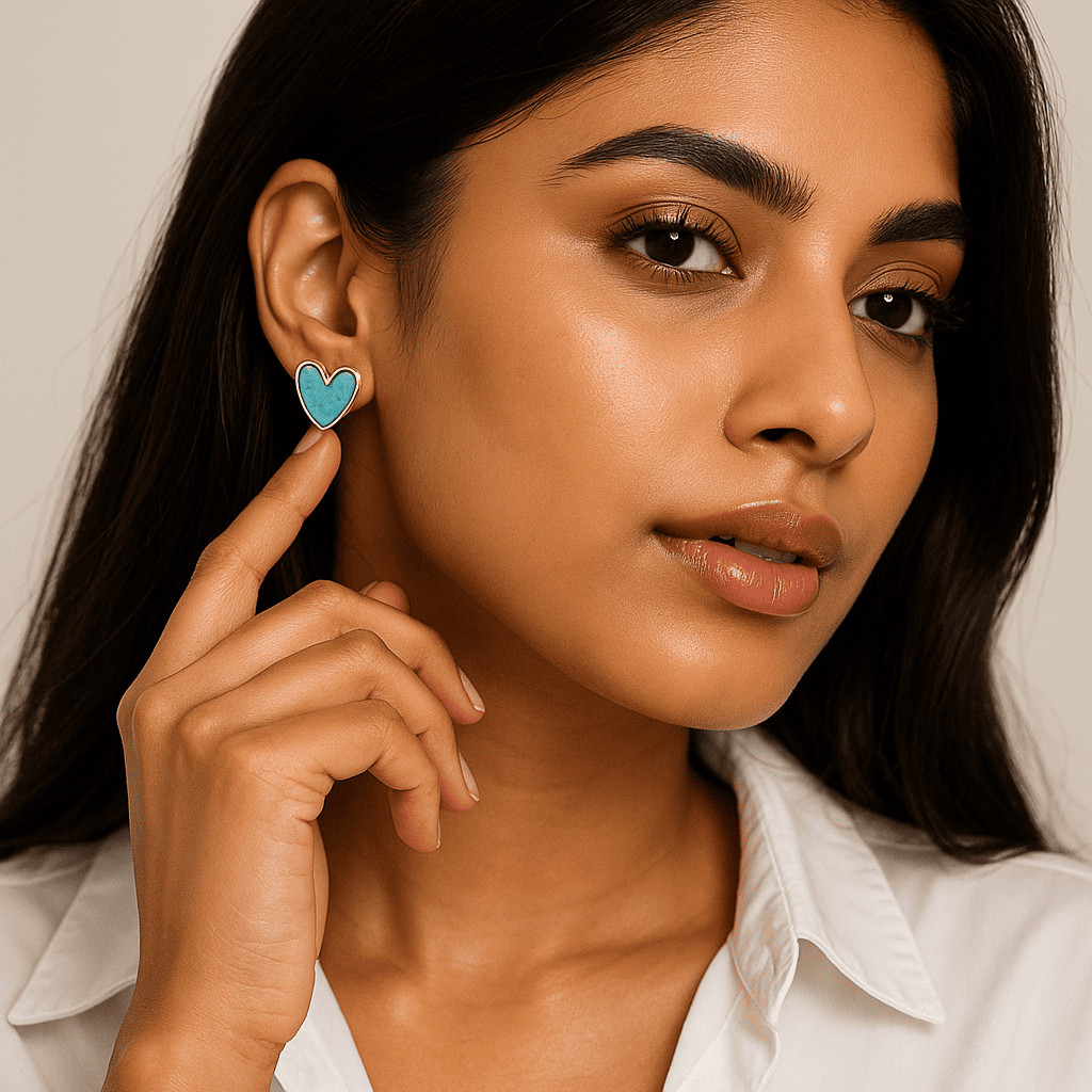 Aqua Hearts Studs - Image 2