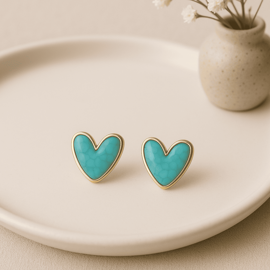 Aqua Hearts Studs - Image 3