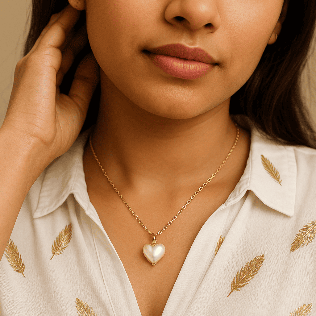 Pearl Heart Charm Pendant - Image 2